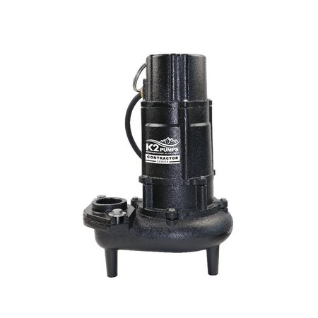 K2 PUMPS Contractor Series 1 HP 2" Manual Sewage Pump, 230 Volt, 7 Amp, Cast Iron SWW10007K